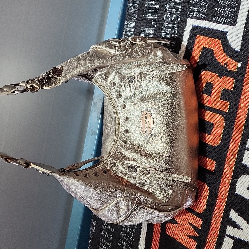 Silver Harley Davidson purse
